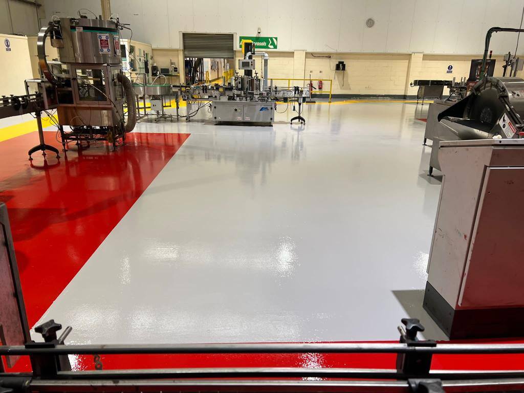 Resin flooring demarcation lines and floor signs